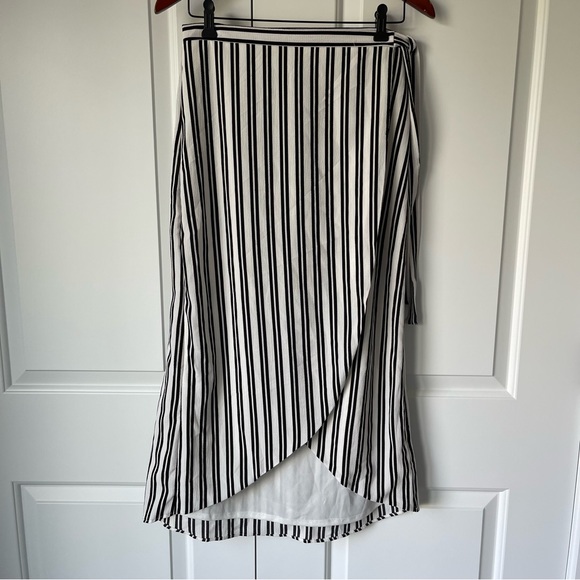Lulus Striped Wrap Skirt Black and White - Picture 2 of 3